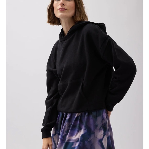 Richer Poorer Tops - Richer Poorer Black Recycled Fleece Lined Hoodie XS Collar Seam Details